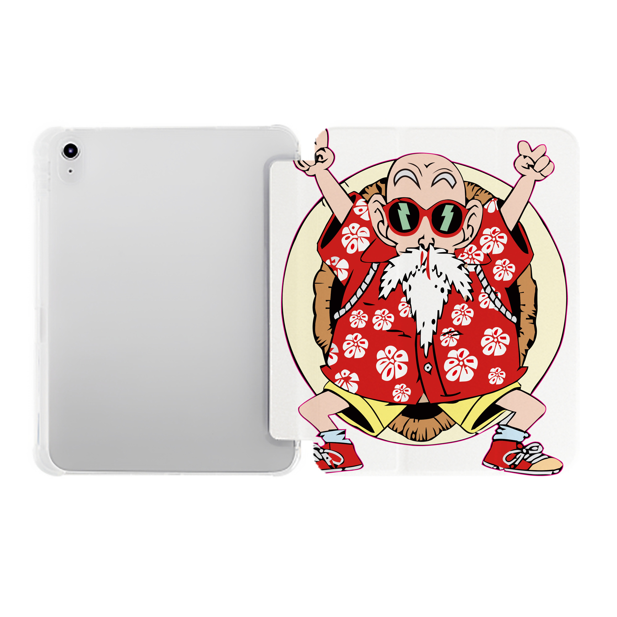 （画像用） ドラゴンボール 亀仙人（かめせんにん） DRAGON BALL Master Roshi Kame Sennin IPad ケース ペン収納付き 三つ折りスタンド PUレザー×シリコン 対応機種9.5/10.5/10.9インチ